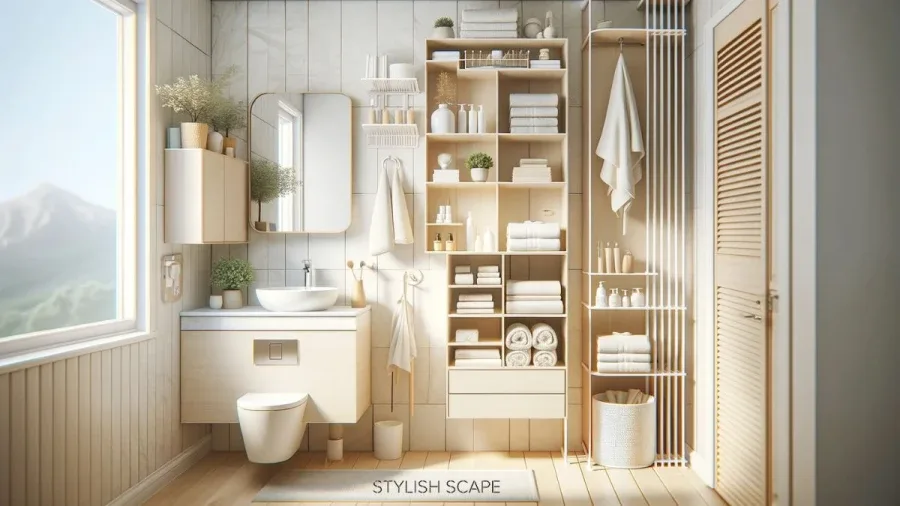 Small bathroom with practical wall and vanity storage