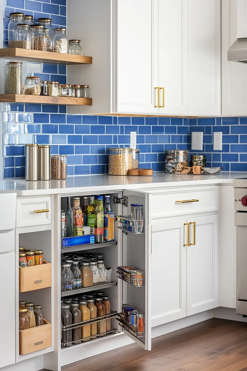Compact kitchen with neatly organized cabinets and counters